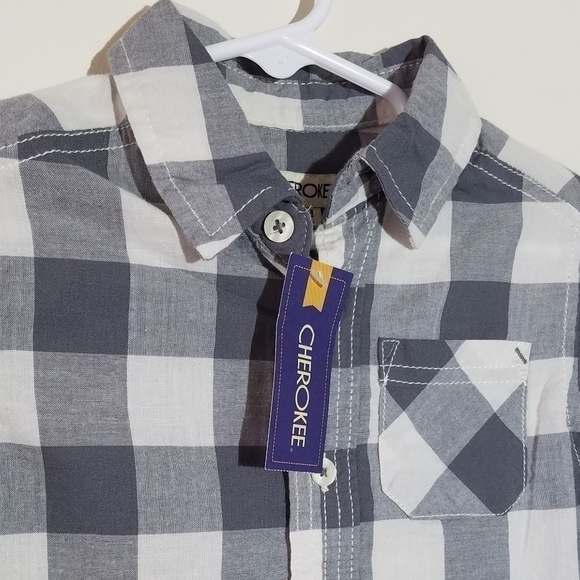 NWT Cherokee Button Down Checkered Shirt 12m - Picture 5 of 6